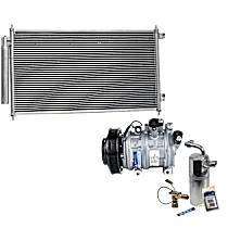 3-Piece Kit A/C Compressor, 6-Groove Pulley, includes A/C Condenser, and A/C Service Kit (A/C Expansion Valve, A/C Receiver Drier, and A/C O-Ring and Gasket Seal Kit)