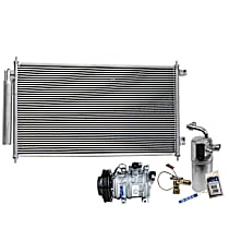 3-Piece Kit A/C Compressor, 6-Groove Pulley, includes A/C Condenser, and A/C Service Kit (A/C Expansion Valve, A/C Receiver Drier, and A/C O-Ring and Gasket Seal Kit)