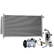 3-Piece Kit A/C Compressor, 6-Groove Pulley, includes A/C Condenser, and A/C Service Kit (A/C Expansion Valve, A/C Receiver Drier, and A/C O-Ring and Gasket Seal Kit)