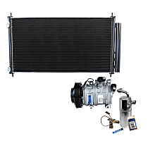 A/C Compressor Kit, 6-Groove Pulley, includes A/C Condenser, and A/C Service Kit (A/C Expansion Valve, A/C O-Ring and Gasket Seal Kit, and Drier Desiccant Element)