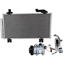 3-Piece Kit A/C Compressor, 6-Groove Pulley, includes A/C Condenser, and A/C Service Kit (A/C Expansion Valve, A/C O-Ring and Gasket Seal, and Drier Desiccant Element)