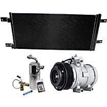 A/C Compressor Kit, 8-Groove Pulley, includes A/C Condenser, and A/C Service Kit (A/C Expansion Valve, A/C O-Ring and Gasket Seal Kit, and Drier Desiccant Element)