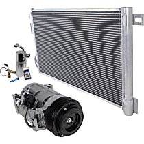 A/C Compressor Kit, 6-Groove Pulley, includes A/C Condenser, and A/C Service Kit (A/C Expansion Valve, A/C O-Ring and Gasket Seal Kit, and Drier Desiccant Element)