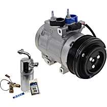 2-Piece Kit A/C Compressor Kit with A/C Service Kit, with Clutch, 6-Groove Pulley, with Rear Air Conditioning, (From 12-05-2005), with Hose Fitting Bolts on the Left, 4.53 in. Diameter Clutch