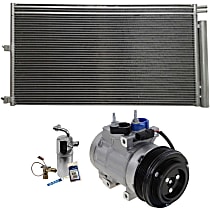A/C Compressor Kit, 6-Groove Pulley, includes A/C Condenser and A/C Service Kit (A/C Expansion Valve, A/C O-Ring and Gasket Seal Kit, and Drier Desiccant Element)