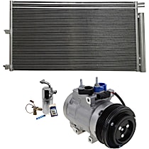 A/C Compressor Kit, 6-Groove Pulley, includes A/C Condenser and A/C Service Kit (A/C Expansion Valve, A/C Expansion Valve, A/C O-Ring and Gasket Seal Kit, and Drier Desiccant Element)