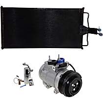 3-Piece Kit A/C Compressor with A/C Condenser and A/C Service Kit, with Clutch, 6-Groove Pulley, With Hose Fitting Bolts on the Left, 4.53 in. Diameter Clutch