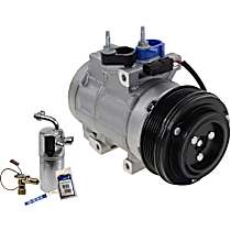 2-Piece Kit A/C Compressor Kit with A/C Service Kit, with Clutch, 6-Groove Pulley, For Models without Rear Air Conditioning, with Hose Fitting Bolts on the Left, 4.53 in. Diameter Clutch