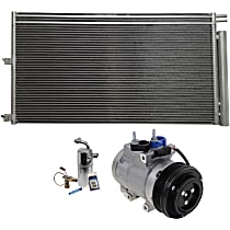 A/C Compressor Kit, 6-Groove Pulley, includes A/C Condenser, and A/C Service Kit (A/C Expansion Valve, A/C O-Ring and Gasket Seal Kit, and Drier Desiccant Element)