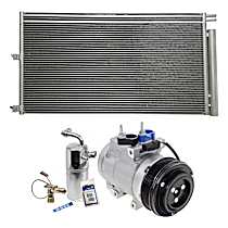 3-Piece Kit A/C Compressor Kit, 6.2L 8Cyl, Acum/Drier 141130; Front Exp Valve 341142; O-Ring Seal Kit 1321361, For Models With Hydraulic Power Steering, With Hose Fitting Bolts on the Left; 4.53 in. Diameter Clutch, With Clutch