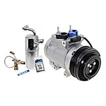 2-Piece Kit A/C Compressor Kit with A/C Service Kit, 5.4L Engine, with Clutch, 6-Groove Pulley, with 131.0 in. WB and Rear A/C, with Hose Fitting Bolts on the Left, 4.53 in. Diameter Clutch