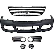 6-Piece Kit Front Primed Bumper Cover, Includes (1) Bumper Cover, (2) Fog Light, (2) Fog Light Trim, and (1) Grille