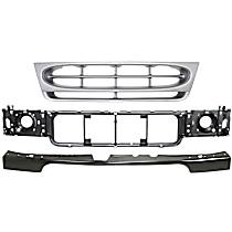 3-Piece Kit, Grille Painted Silver, For Models With Sealed Beam Headlights, Includes (1) Bumper Filler, (1) Grille, and (1) Header Panel