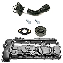 6-Piece Kit Valve Cover, 3.0L 6Cyl, Genuine BMW  Includes (1) Crankcase Vent Hose, (1) Oil Filler Cap, (1) Valve Cover, (2) Valve Cover Bolt, and (1) Variable Timing Solenoid Gasket - 