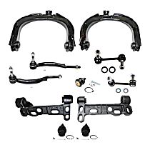 11-Piece Kit Front, Driver and Passenger Side, Lower Control Arm Brackets, Includes (3) Ball Joint, (2) Control Arm, (2) Control Arm Bracket, (2) Sway Bar Link, and (2) Tie Rod End
