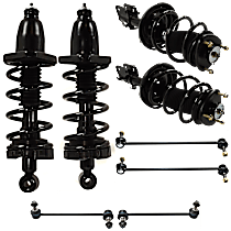 8-Piece Kit Front and Rear, Driver and Passenger Side Fully Loaded Strut, Use to depletion, then use 272344, includes (4) Shock Absorber and Strut Assembly and (4) Sway Bar Link