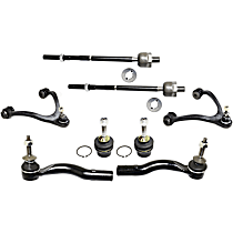 8-Piece Kit Front, Driver and Passenger Side, Inner and Outer, Upper and Lower Control Arm, includes (2) Ball Joint, (2) Control Arm, and (4) Tie Rod End