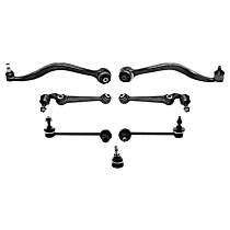 7-Piece Kit Front, Driver and Passenger Side, Upper and Lower, Frontward and Rearward Control Arm, Front Wheel Drive,  Includes (1) Ball Joint, (4) Control Arm, and (2) Sway Bar Link