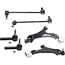 6-Piece Kit Front, Driver and Passenger Side, Outer, Lower Control Arm, FWD, For Models With Sport Suspension,  Includes (2) Control Arm, (2) Sway Bar Link, and (2) Tie Rod End