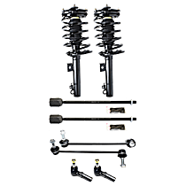 8-Piece Kit Front, Driver and Passenger Side, Inner and Outer, Lower, Front To End Fully Loaded Strut,  Includes (2) Loaded Strut, (2) Sway Bar Link, and (4) Tie Rod End