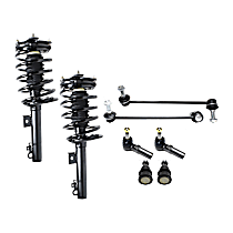 8-Piece Kit Front, Driver and Passenger Side, Inner and Outer, Lower, Front To End Fully Loaded Strut,  Includes (2) Ball Joint, (2) Loaded Strut, (2) Sway Bar Link, and (2) Tie Rod End