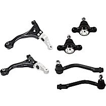 6-Piece Kit Front, Driver and Passenger Side, Inner and Outer, Lower, Front To End Control Arm, FWD,  Includes (2) Ball Joint, (2) Control Arm, and (2) Tie Rod End