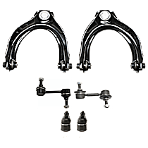 6-Piece Kit Front, Driver and Passenger Side, Inner and Outer, Lower, Front To End Control Arm,  Includes (2) Ball Joint, (2) Control Arm, and (2) Sway Bar Link
