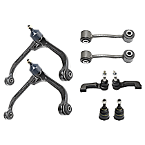 8-Piece Kit Front, Driver and Passenger Side, Inner and Outer, Lower, Front To End Control Arm,  Includes (2) Ball Joint, (2) Control Arm, (2) Sway Bar Link, and (2) Tie Rod End