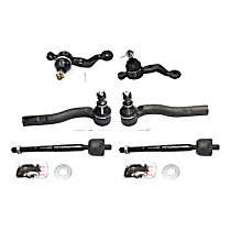 6-Piece Kit Front, Driver and Passenger Side, Inner and Outer, Lower, Front To End Ball Joint,  Includes (2) Ball Joint, (2) Sway Bar Link, and (2) Tie Rod End