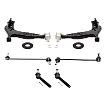 6-Piece Kit Front, Driver and Passenger Side, Inner and Outer, Lower, Front To End Control Arm, Front Wheel Drive,  Includes (2) Control Arm, (2) Sway Bar Link, and (2) Tie Rod End