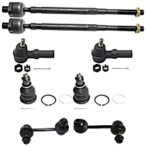 8-Piece Kit Front, Driver and Passenger Side, Inner and Outer, Lower, Front To End Tie Rod End,  Includes (2) Ball Joint, (2) Sway Bar Link, and (4) Tie Rod End