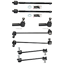 8-Piece Kit Front, Driver and Passenger Side, Inner and Outer, Lower, Front To End Tie Rod End, Front Wheel Drive, FWD,  Includes (4) Sway Bar Link and (4) Tie Rod End