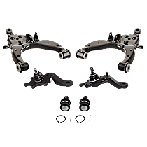 6-Piece Kit Front, Driver and Passenger Side, Inner and Outer, Lower, Front To End Control Arm, 4WD/RWD, includes (4) Ball Joint and (2) Control Arm