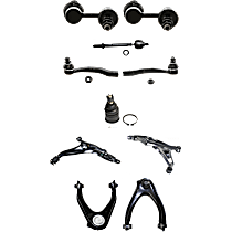 10-Piece Kit Front, Driver and Passenger Side, Upper and Lower, Front To End Control Arm,  Includes (1) Ball Joint, (4) Control Arm, (2) Sway Bar Link, and (3) Tie Rod End
