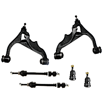 6-Piece Kit Front, Driver and Passenger Side, Upper and Lower Control Arm, Standard Design,  Includes (2) Ball Joint, (2) Control Arm, and (2) Sway Bar Link