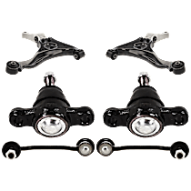 6-Piece Kit Front, Driver and Passenger Side, Lower Control Arm, FWD,  Includes (2) Ball Joint, (2) Control Arm, and (2) Sway Bar Link
