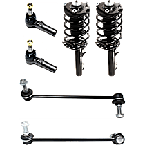 6-Piece Kit Front, Driver and Passenger Side, Outer Fully Loaded Strut,  Includes (2) Loaded Strut, (2) Sway Bar Link, and (2) Tie Rod End