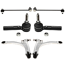 6-Piece Kit Front, Driver and Passenger Side, Outer, Lower Control Arm, FWD, For Models With FE1 Suspension, includes (2) Control Arm, (2) Sway Bar Link, and (2) Tie Rod End