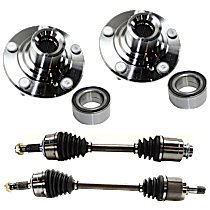 6-Piece Kit Front, Driver and Passenger Side Axle Assembly, New, 2.4L 4Cyl  Includes (2) Axle Assembly, (2) Wheel Bearing, and (2) Wheel Hub
