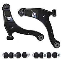 4-Piece Kit Front, Driver and Passenger Side, Lower Control Arm, Standard Design, includes (2) Control Arm and (2) Sway Bar Link