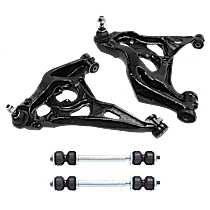 4-Piece Kit Front, Driver and Passenger Side, Lower Control Arm, includes (2) Control Arm and (2) Sway Bar Link