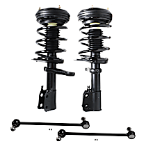 4-Piece Kit Front, Driver and Passenger Side Fully Loaded Strut, Link With Sockets, includes (2) Shock Absorber and Strut Assembly and (2) Sway Bar Link