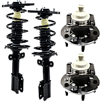 4-Piece Kit Rear, Driver and Passenger Side Fully Loaded Strut, With 16 (in) Wheels,  Includes (2) Loaded Strut and (2) Wheel Hub