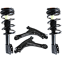 4-Piece Kit Front, Driver and Passenger Side, Outer, Lower Fully Loaded Strut,  Includes (2) Control Arm and (2) Loaded Strut