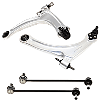 4-Piece Kit Front, Driver and Passenger Side, Lower Control Arm, FWD, For Models With FE1 Suspension, includes (2) Control Arm and (2) Sway Bar Link