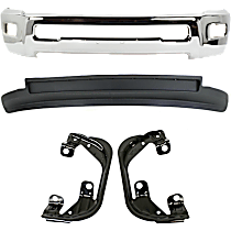 4-Piece Kit Front, Driver and Passenger Side Bumper, Four Wheel Drive, Chrome, Includes (1) Bumper, (2) Fog Light Bracket, and (1) Valance