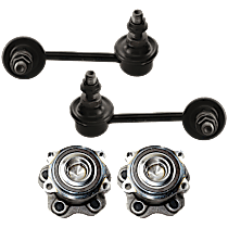 4-Piece Kit Rear, Driver and Passenger Side Wheel Hub, SV, 5 Lugs, With Bearing,  Includes (2) Sway Bar Link and (2) Wheel Hub