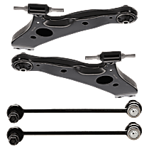 4-Piece Kit Front, Driver and Passenger Side, Lower Control Arm,  Includes (2) Control Arm and (2) Sway Bar Link