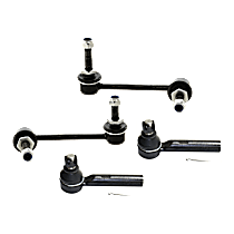 4-Piece Kit Front, Driver and Passenger Side, Outer Tie Rod End, For Models Without Kinetic Dynamic Suspension, includes (2) Sway Bar Link and (2) Tie Rod End