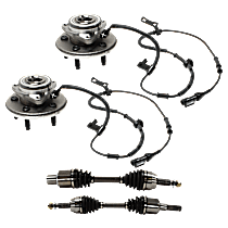 4-Piece Kit Front, Driver and Passenger Side Wheel Hub, 4WD, 5 Lugs, With Bearing, With Sensor,  Includes (2) Axle Assembly and (2) Wheel Hub